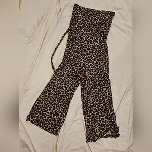 Leopard print strapless Jumpsuit
